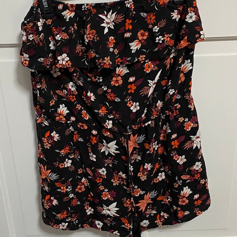 Off the Shoulder White and Red Flower Romper